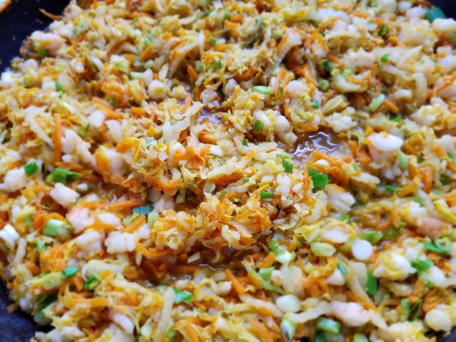 Shrimp batch ready for strainer