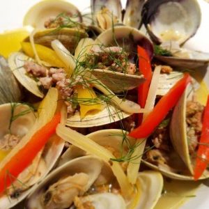 Steamed Clams with Italian Sausage & Fennel